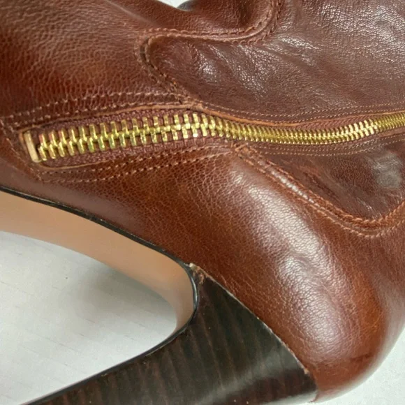 Nine West Addlana leather boots platform spike heel ankle zip round toe brown - Picture 11 of 13